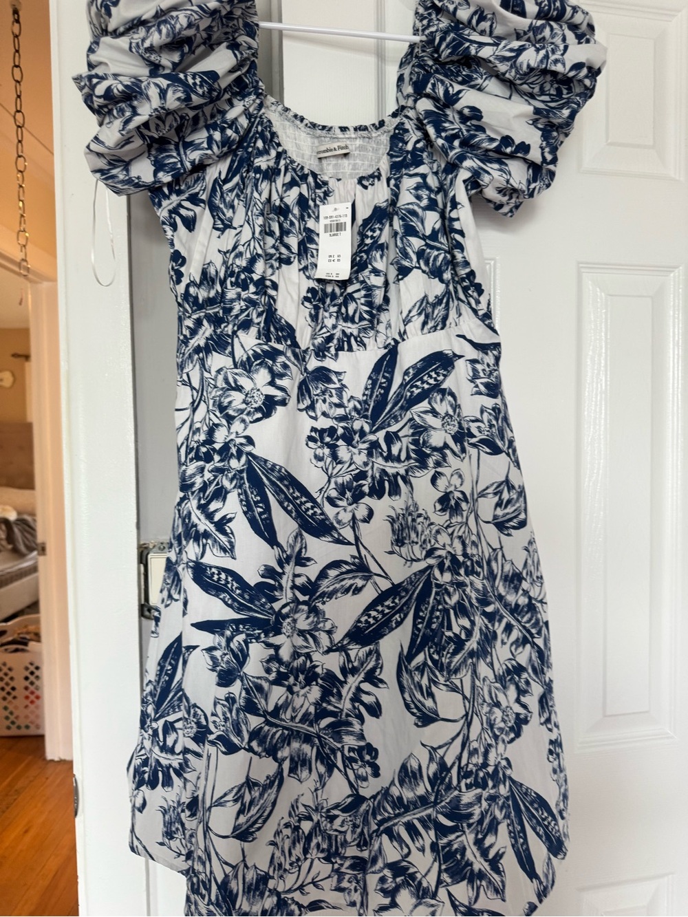 Abercrombie & Fitch White Mini Dress with Navy Floral Print